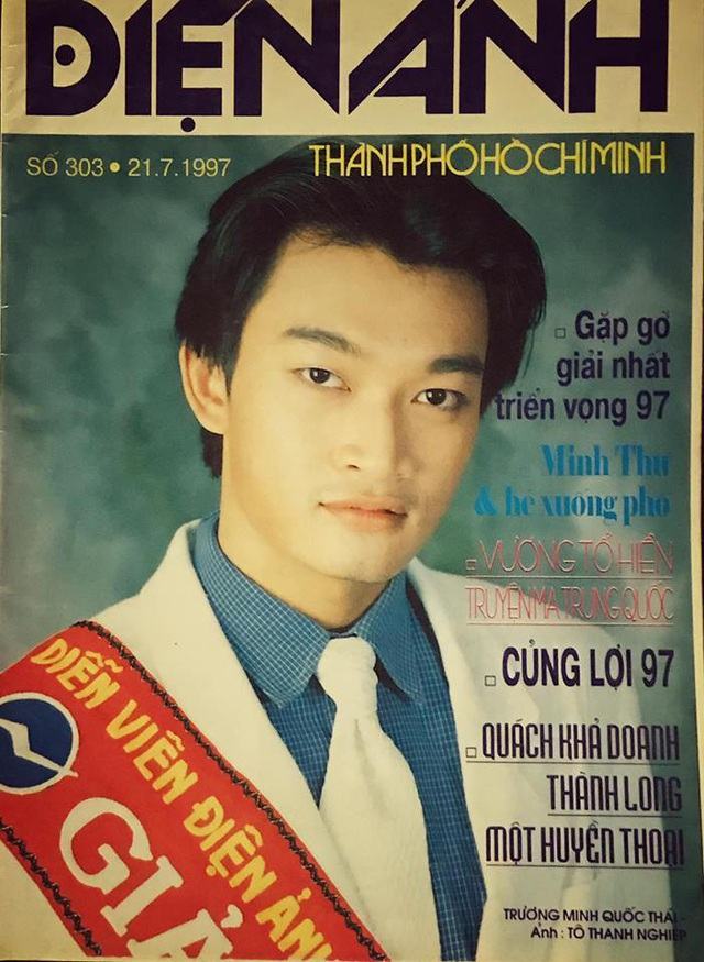 Hình ảnh nam tài tử Trương Minh Quốc Thái xuất hiện trên trang bìa Báo điện ảnh Thành phố Hồ Chí Minh khi xuất sắc đoạt giải Nhất cuộc thi Triển vọng điện ảnh