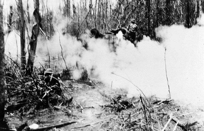 Trận Bà Chiêm, Tây Ninh, ngày 2-1-1968, quân giải phóng đã tiêu diệt tểu đoàn 3, lữ 1, sư đoàn bộ binh số 1 của Mỹ. (Ảnh tư liệu TTXVN)